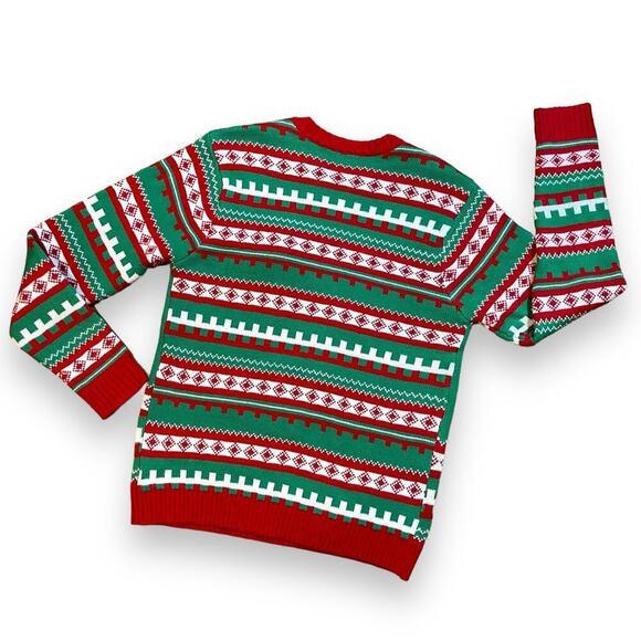 33 Degrees Mens Ugly Christmas Sweater Black White Cat Santa Hat Scarf 3D Medium - Picture 3 of 14